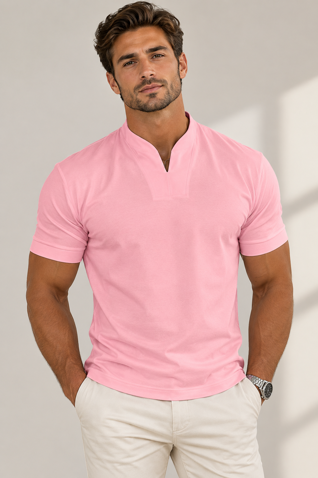 Men Gentlemans Business Short Sleeve Fitness T-shirt