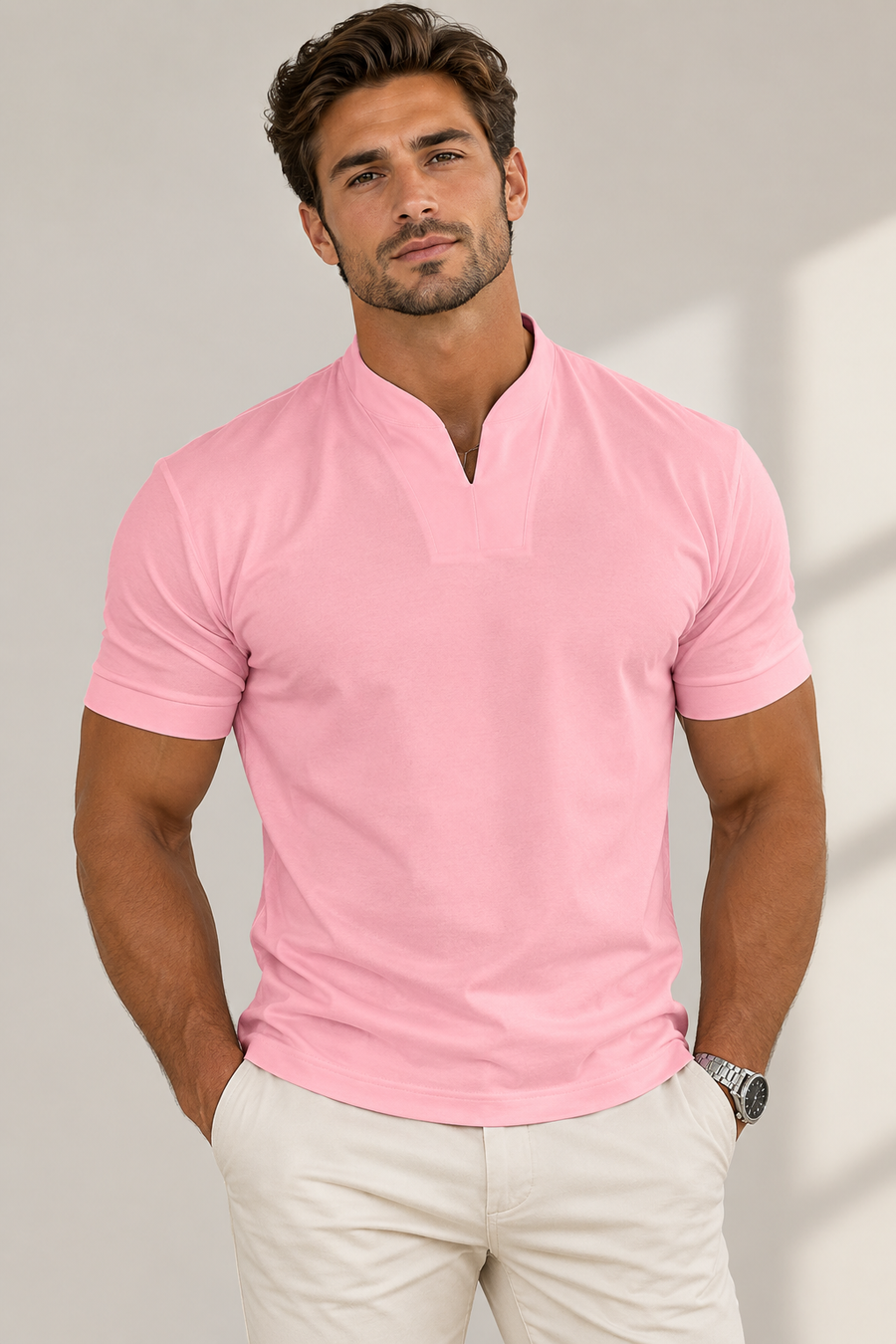 Men Gentlemans Business Short Sleeve Fitness T-shirt